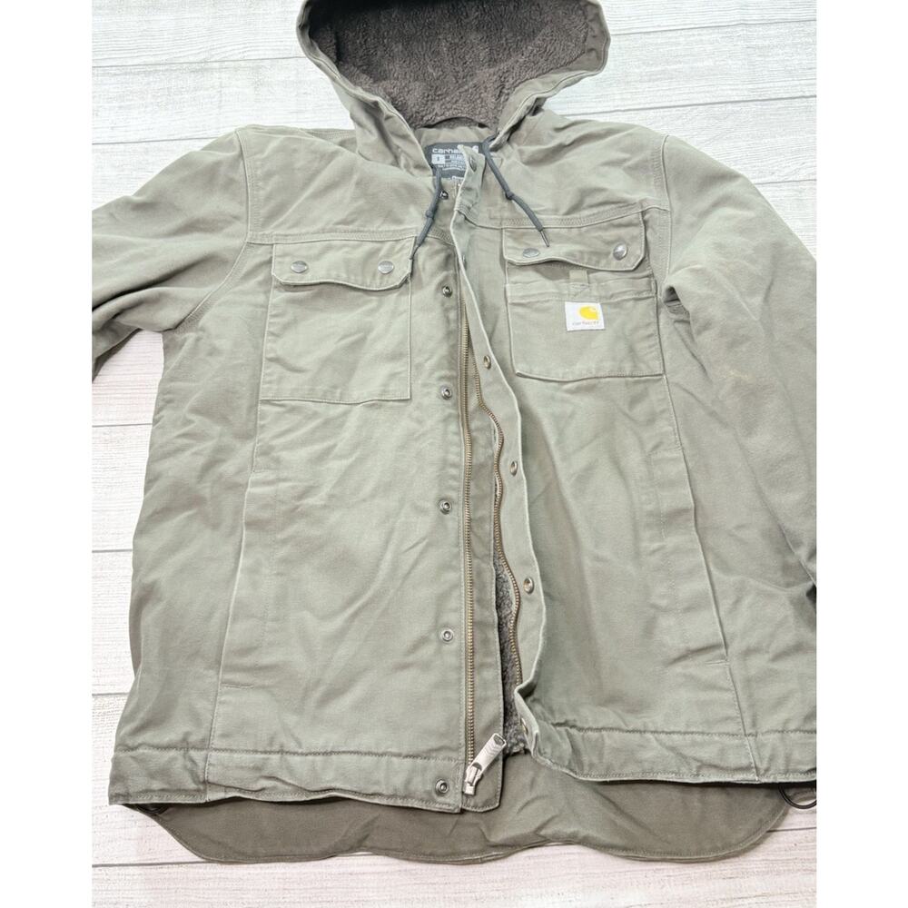 Carhartt Men’s Washed Duck Sherpa-Lined Relaxed Fit Utility Jacket Moss Size S - Picture 5 of 12
